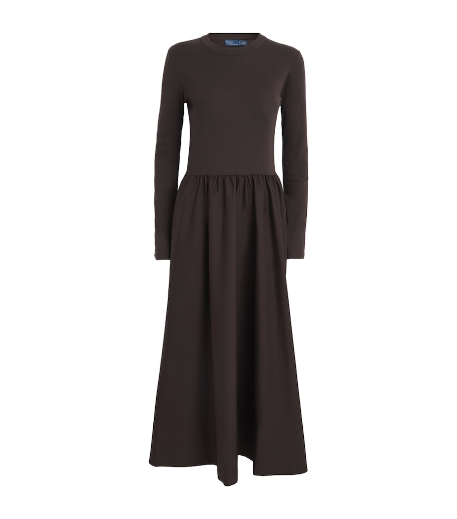 Polo Ralph Lauren Brown Cotton A-Line Midi Dress