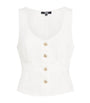 White Linen-Blend Caine Top