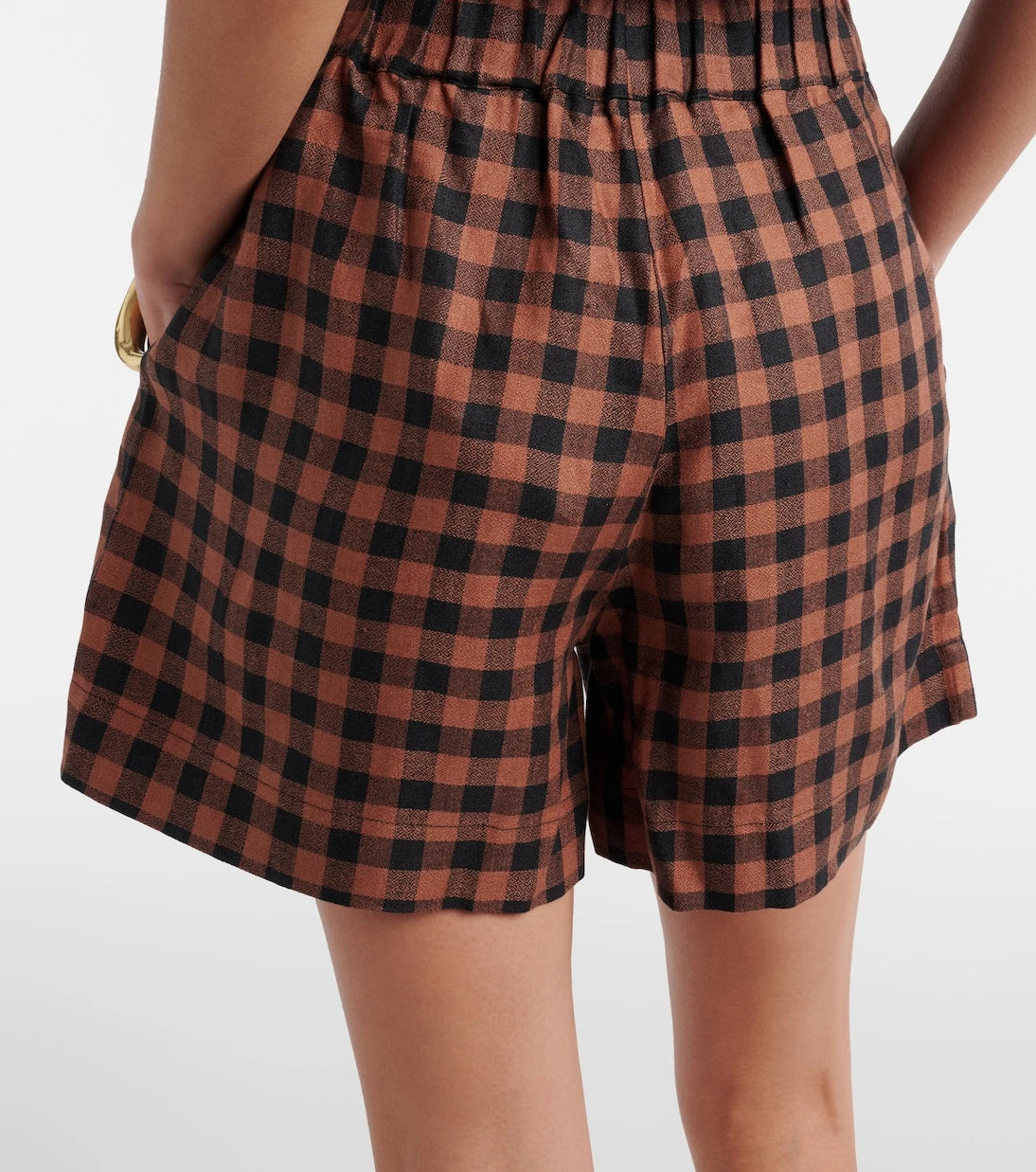 Asceno - Checked linen shorts