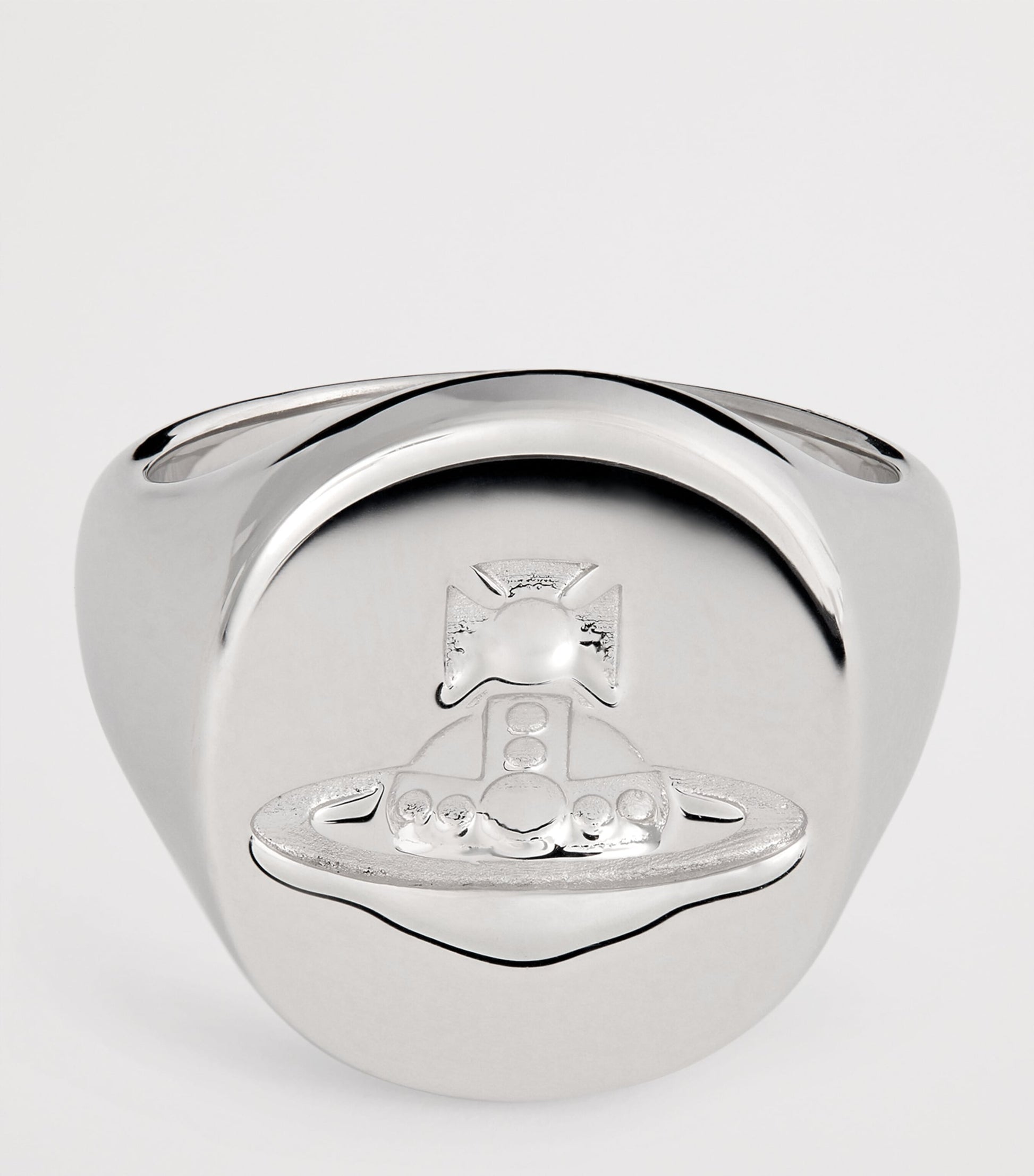 Rhodium-Plated Sterling Silver Orb Signet Ring