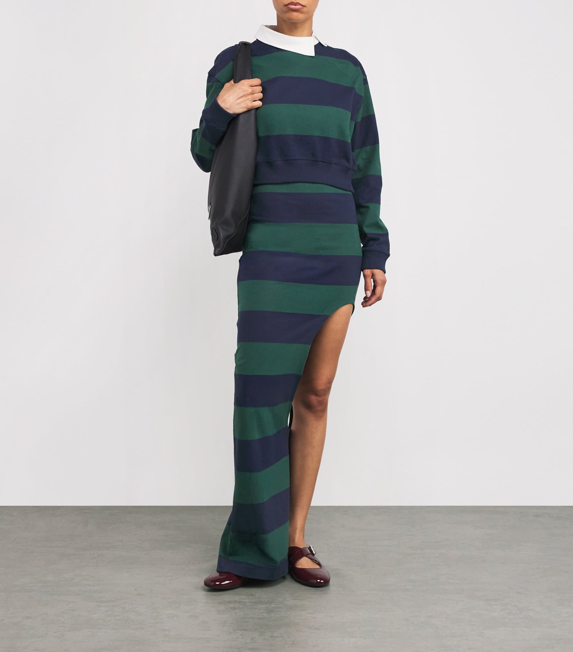 A.W.A.K.E. Mode Multi Cotton Stripe Cut-Out Maxi Skirt