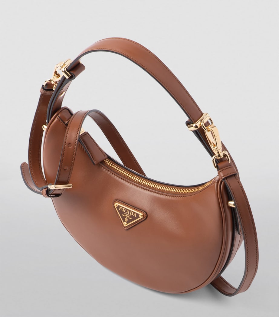 Prada Brown Leather Arqué Shoulder Bag
