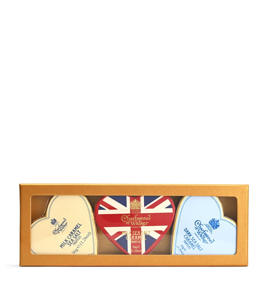 Set of 3 Salted Caramel Mini Chocolate Hearts (105g)