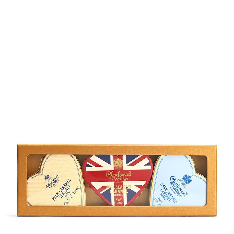 Set of 3 Salted Caramel Mini Chocolate Hearts (105g)