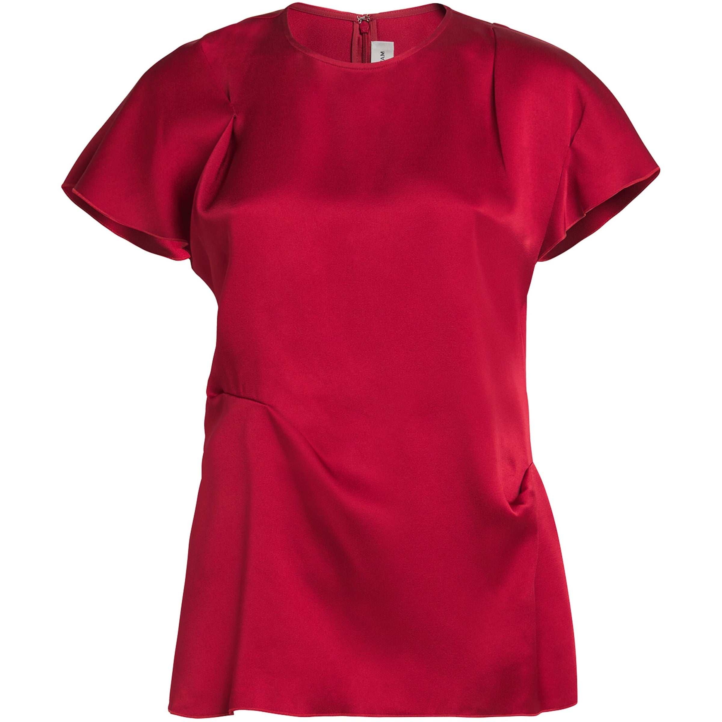 Victoria Beckham Red Crepe Pleat-Gathered Blouse