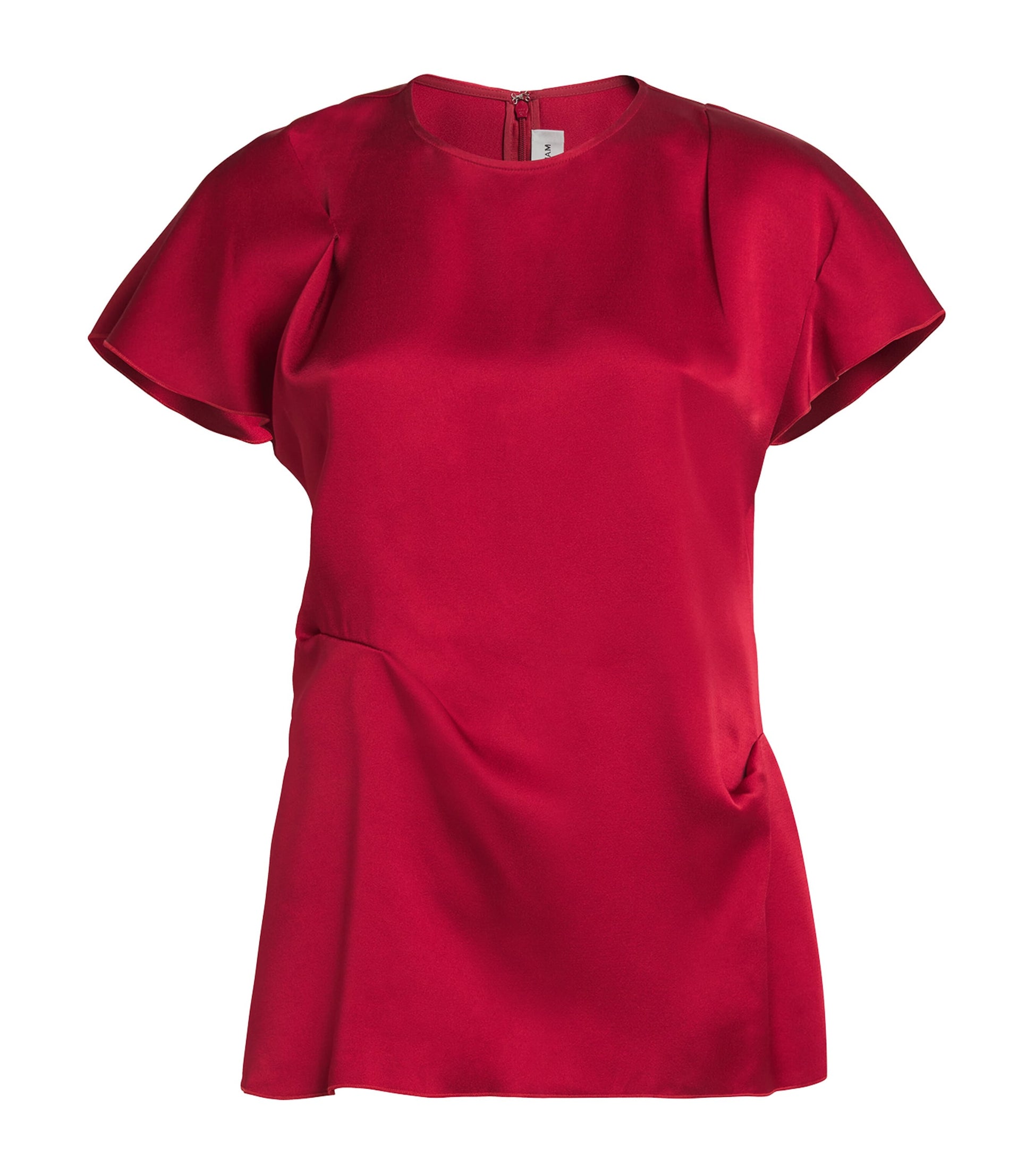 Victoria Beckham Red Crepe Pleat-Gathered Blouse