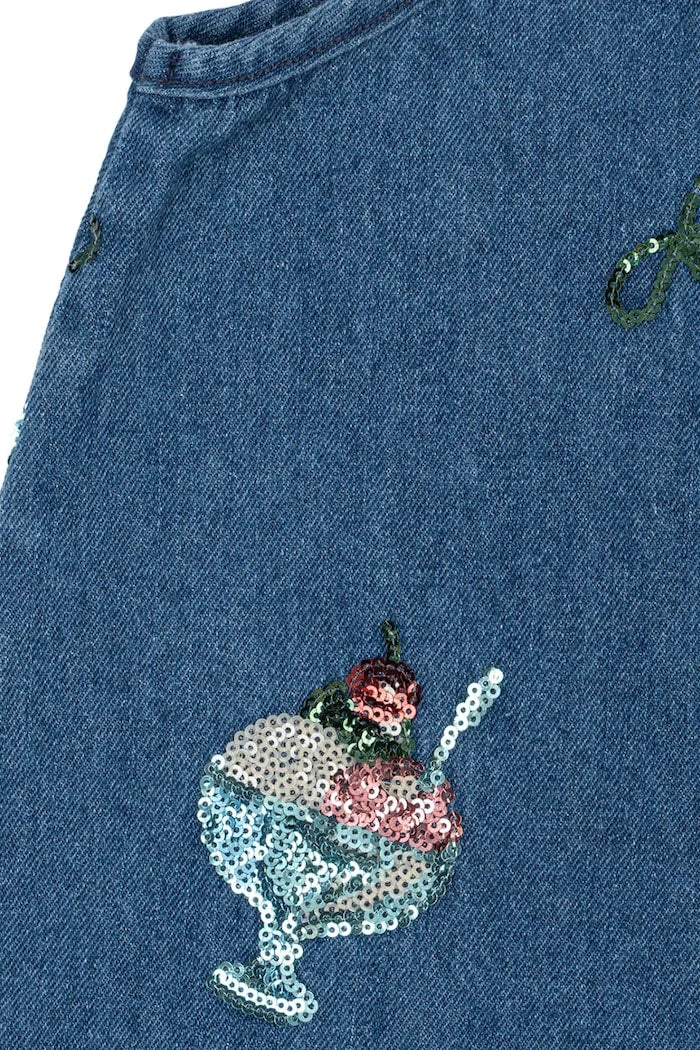 Детска дънкова рокля Konges Sløjd MAGOT SEQUIN STRAP DRESS GOTS