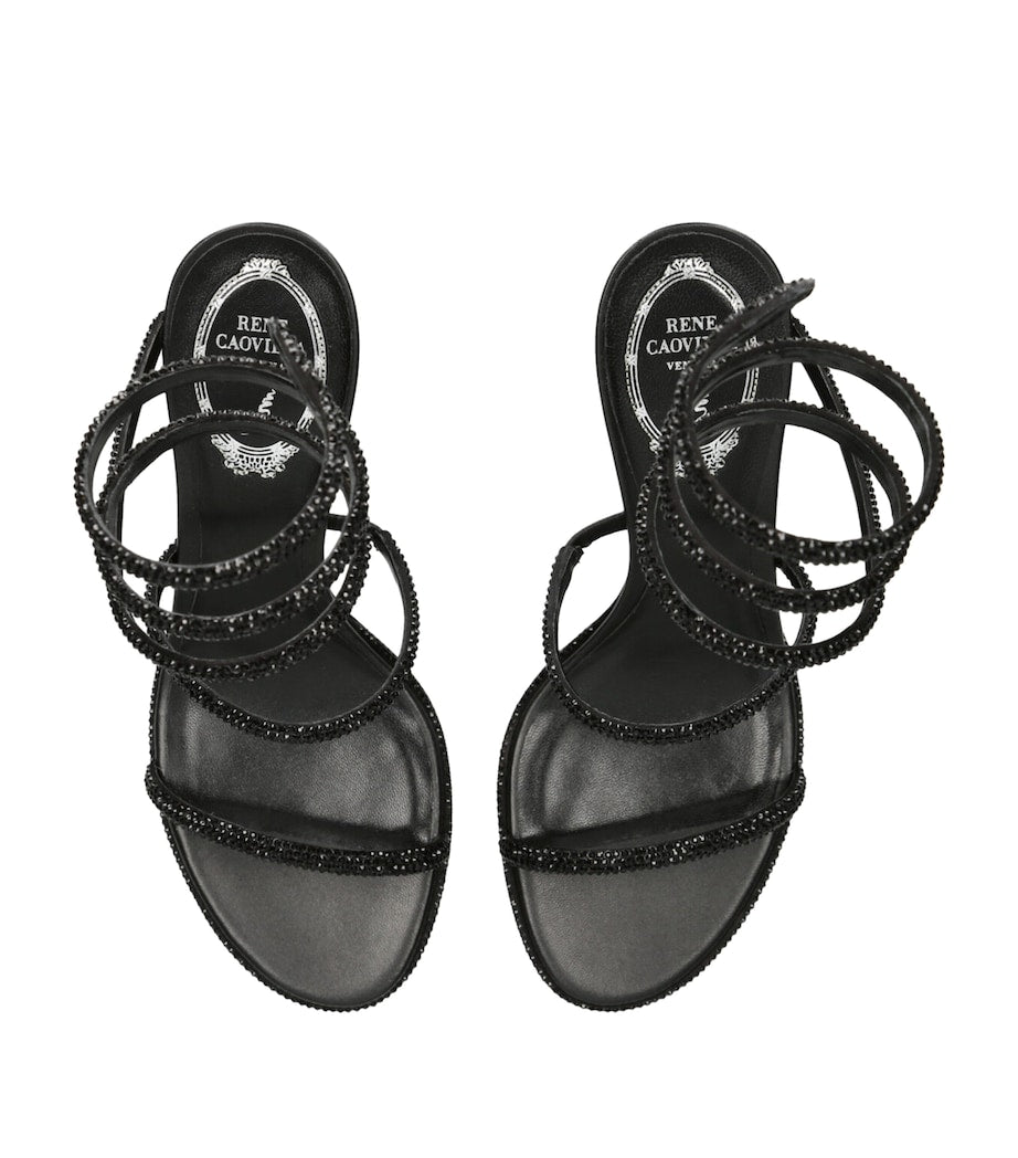 René Caovilla Black Embellished Cleo Sandals 80