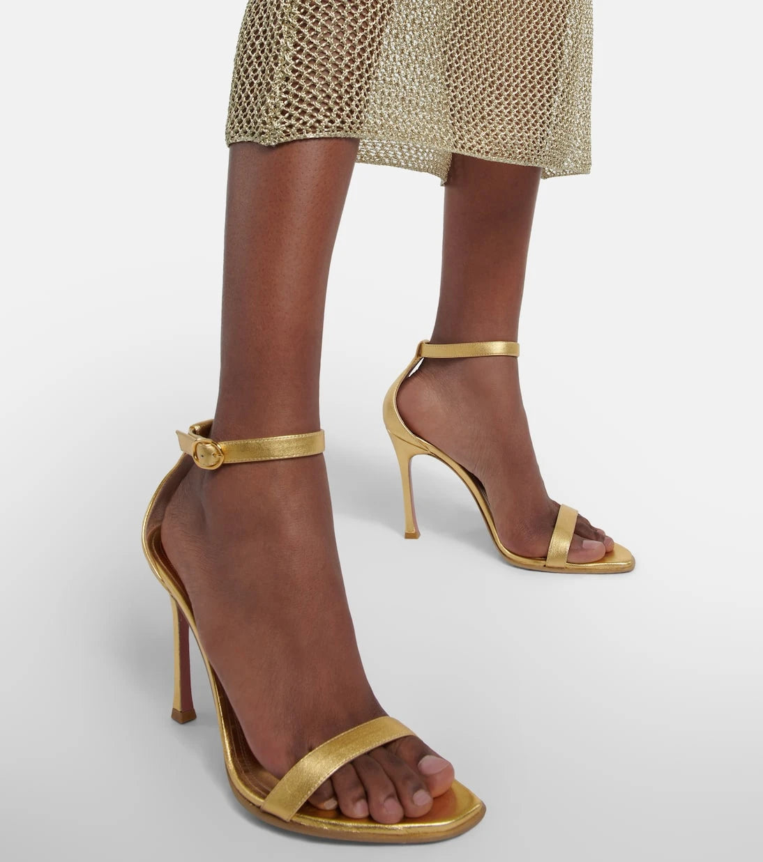 Amina Muaddi - Kim metallic leather sandals