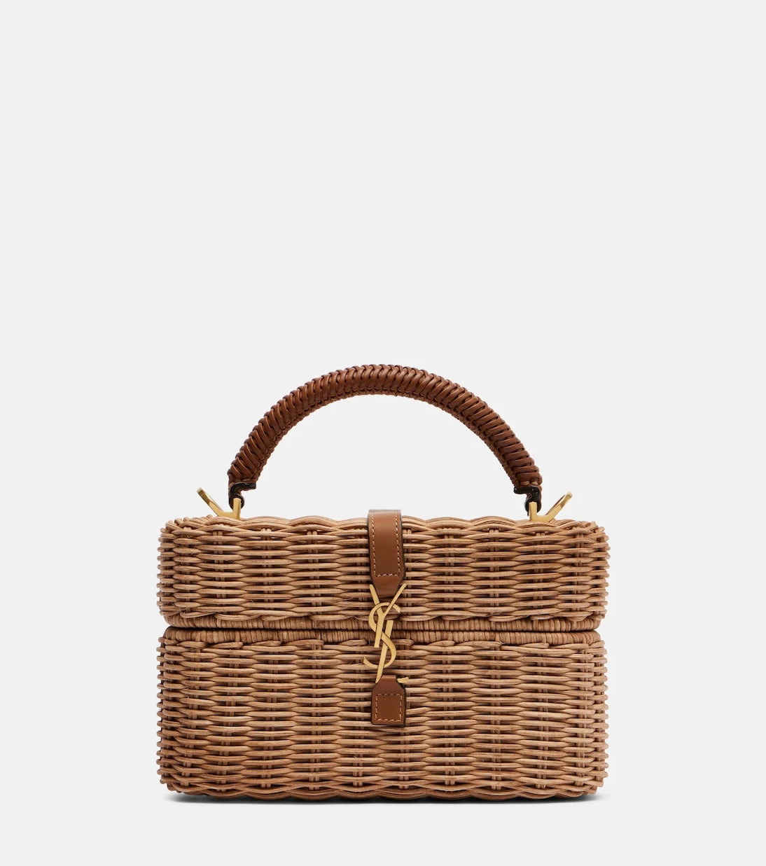 Saint Laurent - Gaby leather-trimmed wicker vanity bag