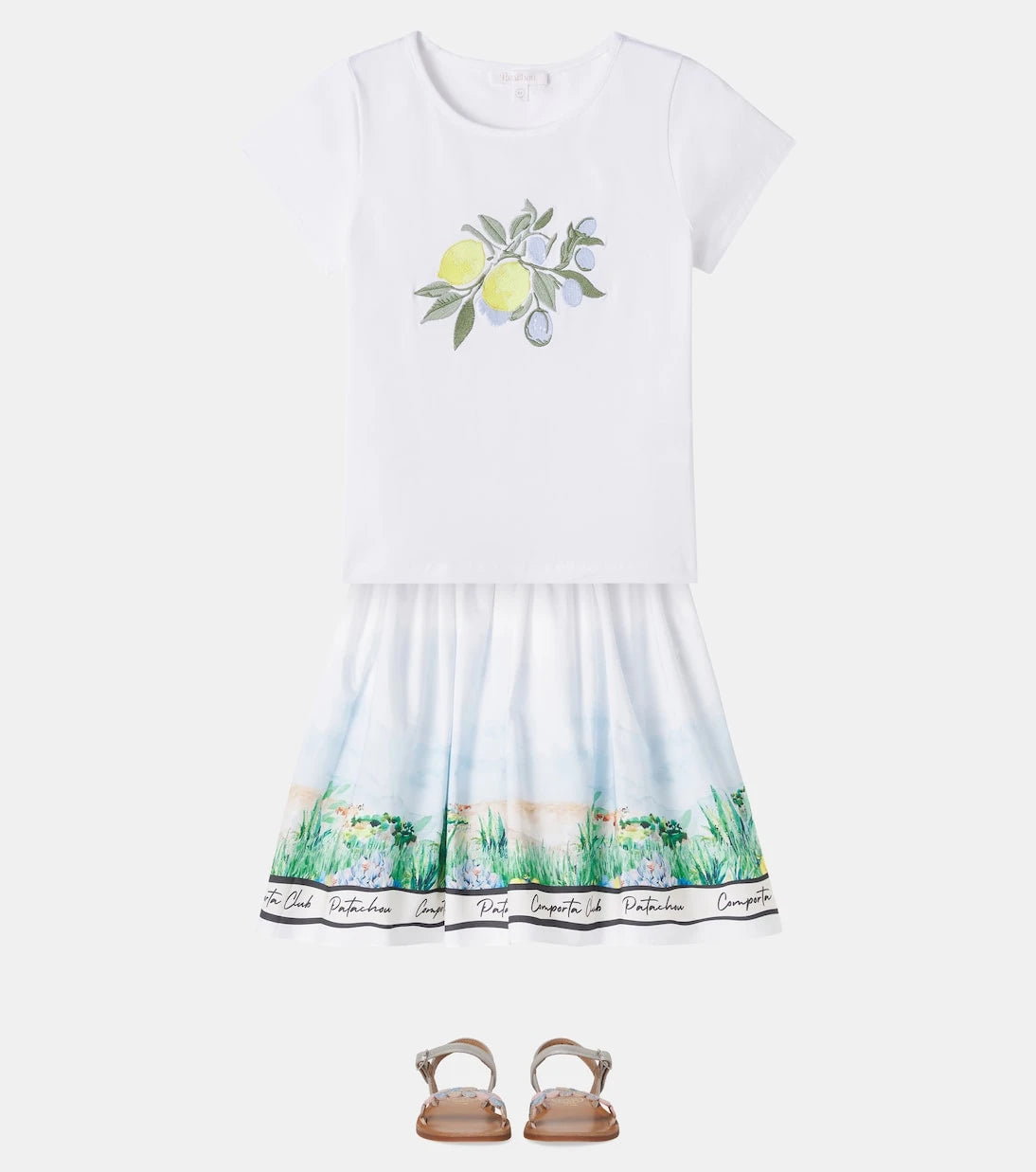 Patachou - Cotton-blend T-shirt and skirt set