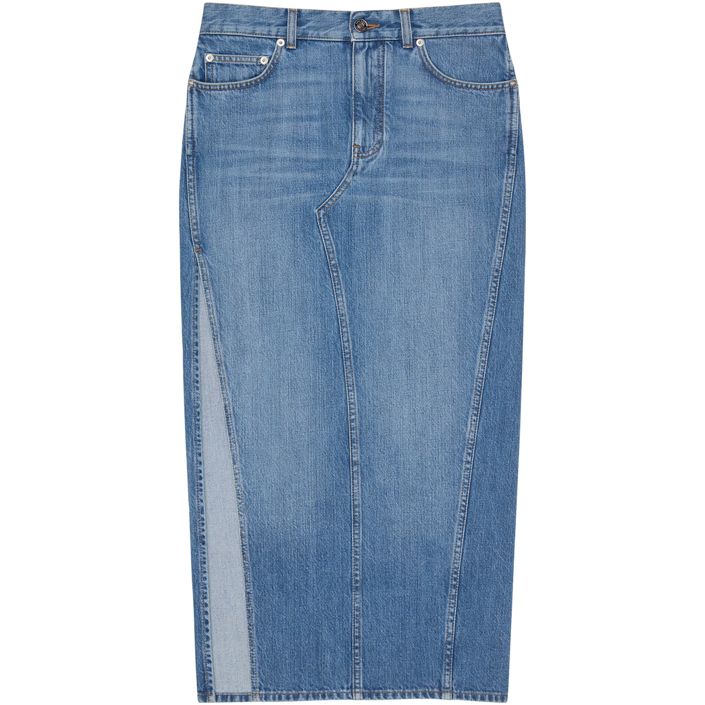Givenchy Blue Denim High-Split Midi Skirt