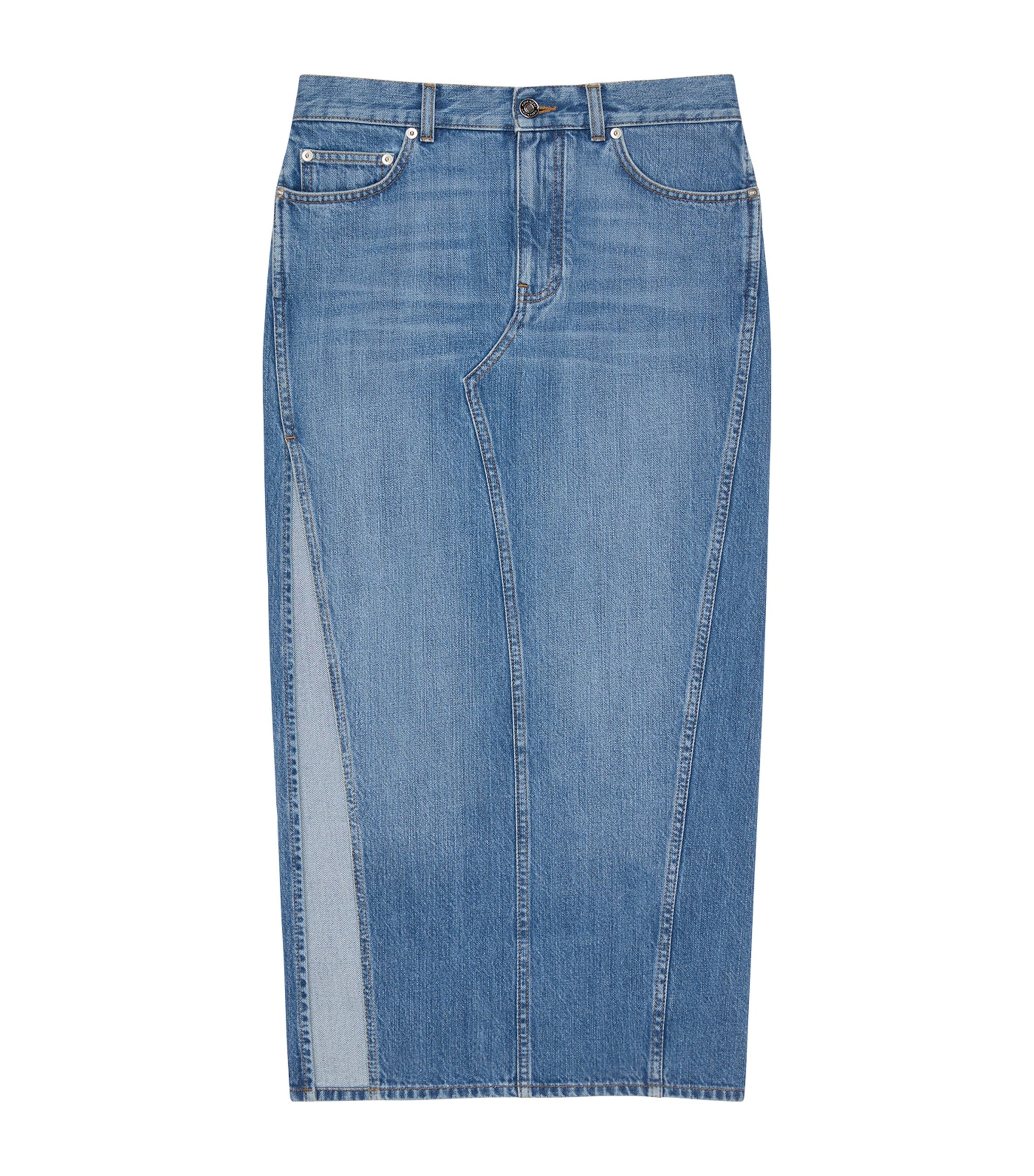 Givenchy Blue Denim High-Split Midi Skirt