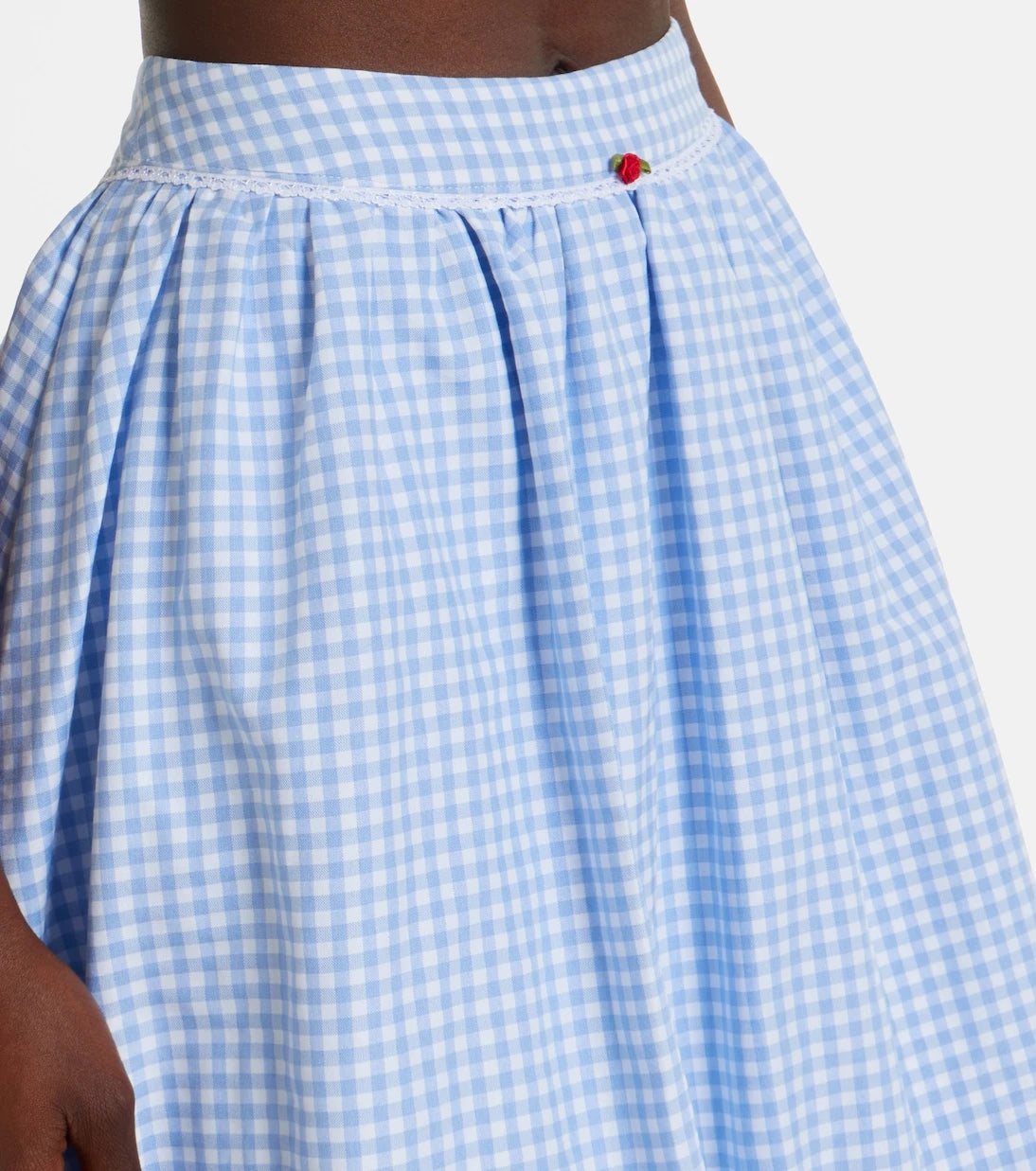 Bananhot - Alba gingham cotton poplin midi skirt