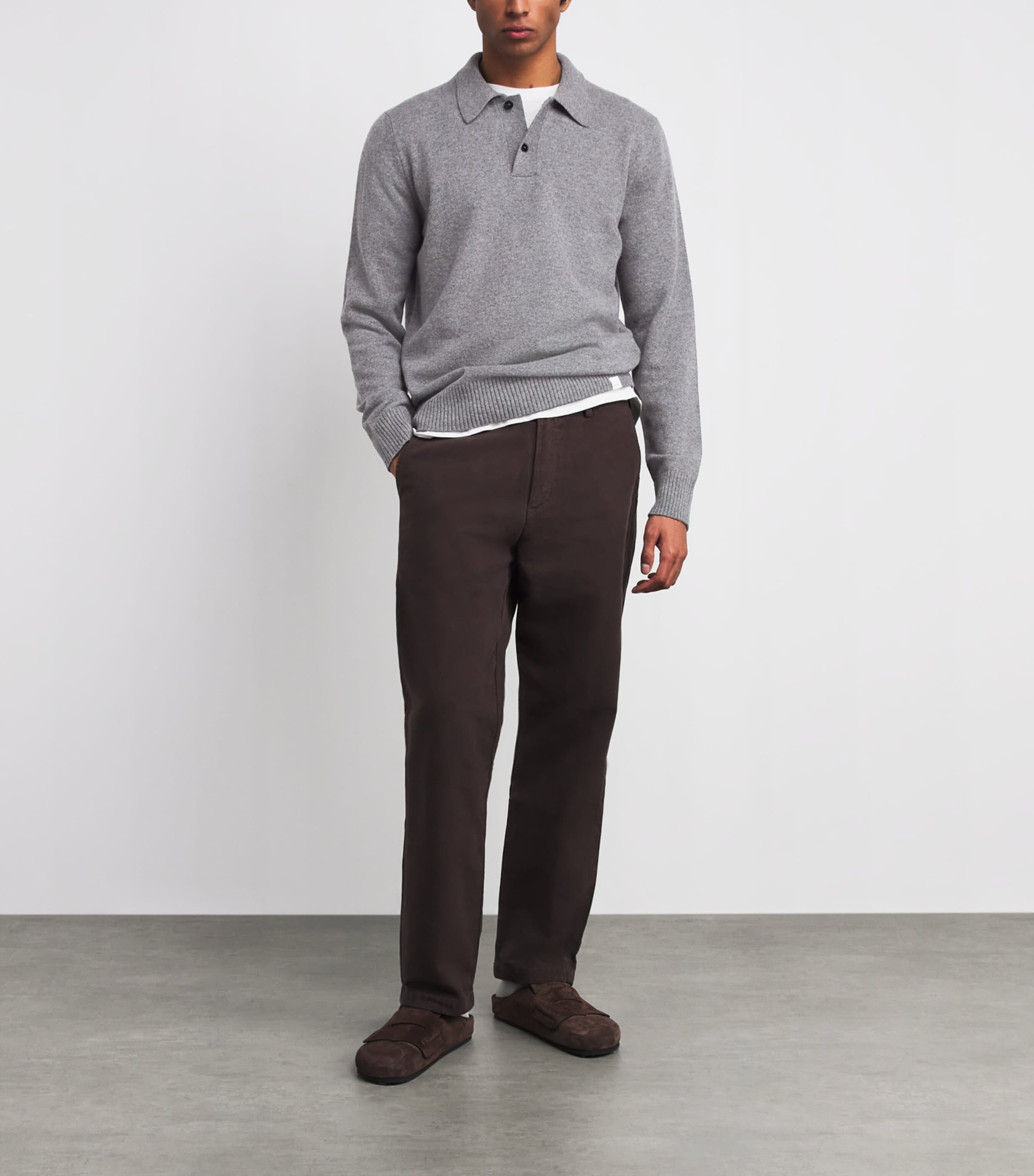 Norse Projects Grey Merino Lambswool Polo Sweater