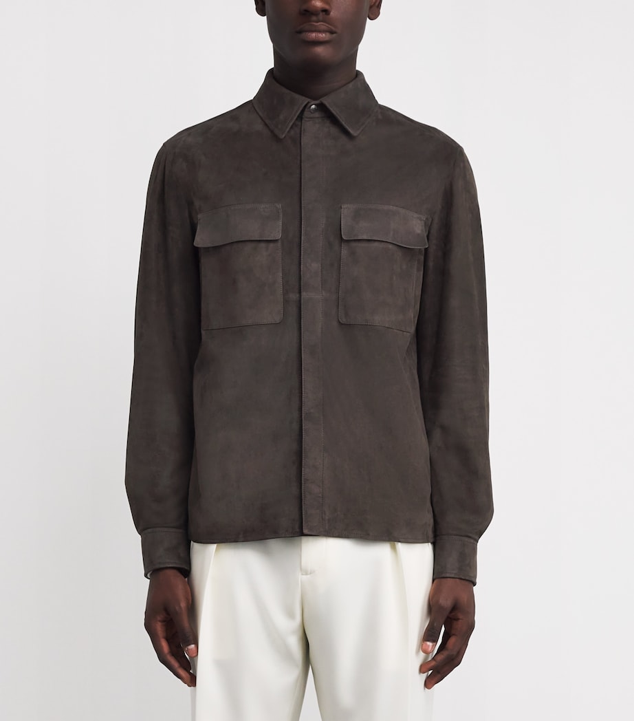 Agnona Brown Suede Overshirt