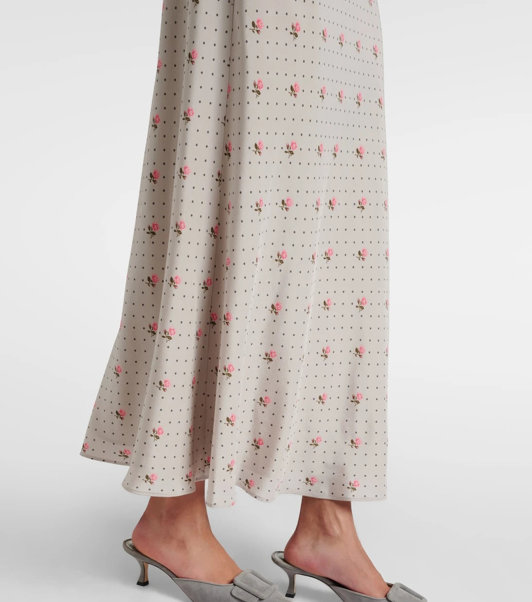 Alessandra Rich - Floral polka-dot silk maxi dress