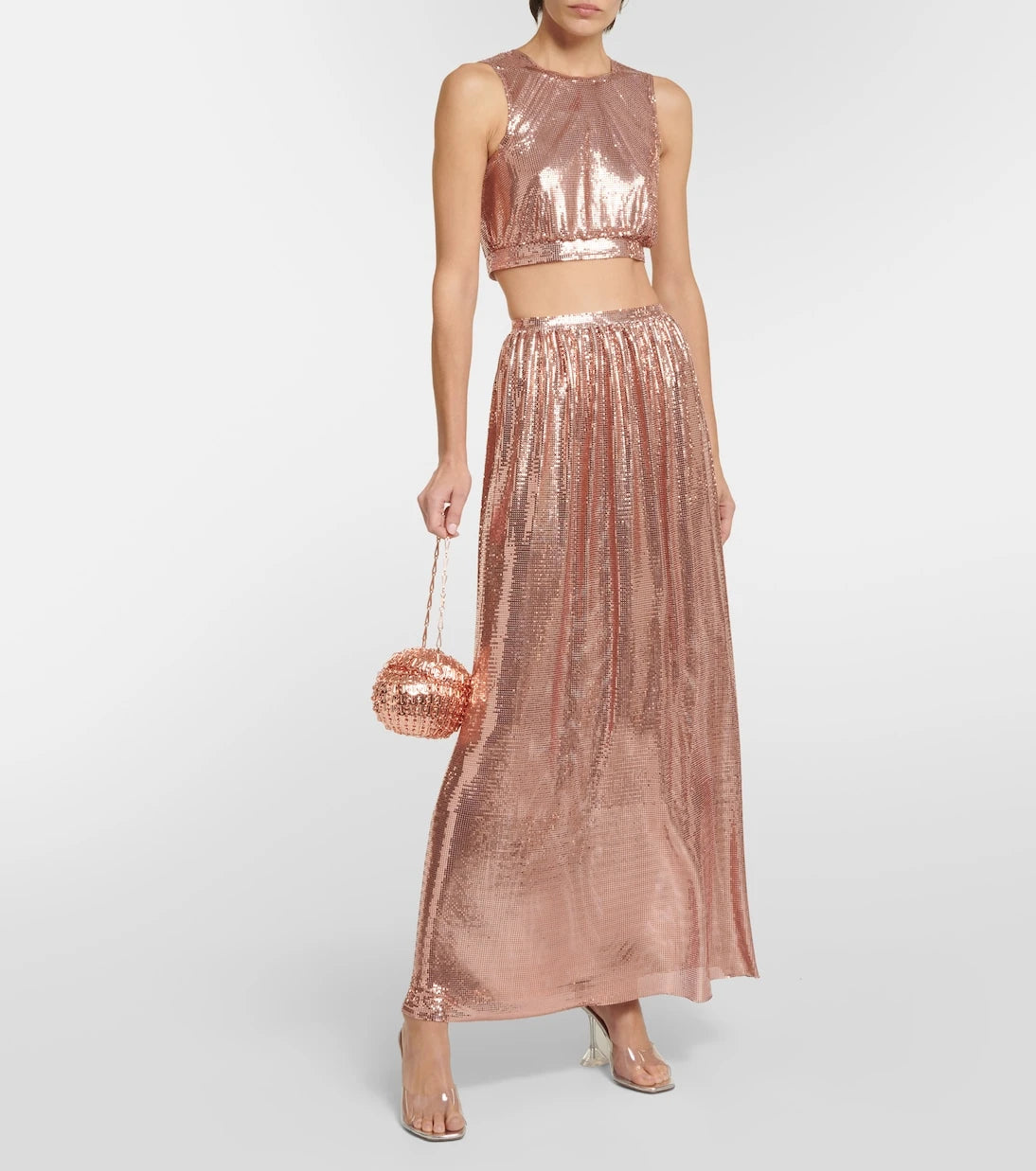 Rabanne - Metallic mesh maxi skirt