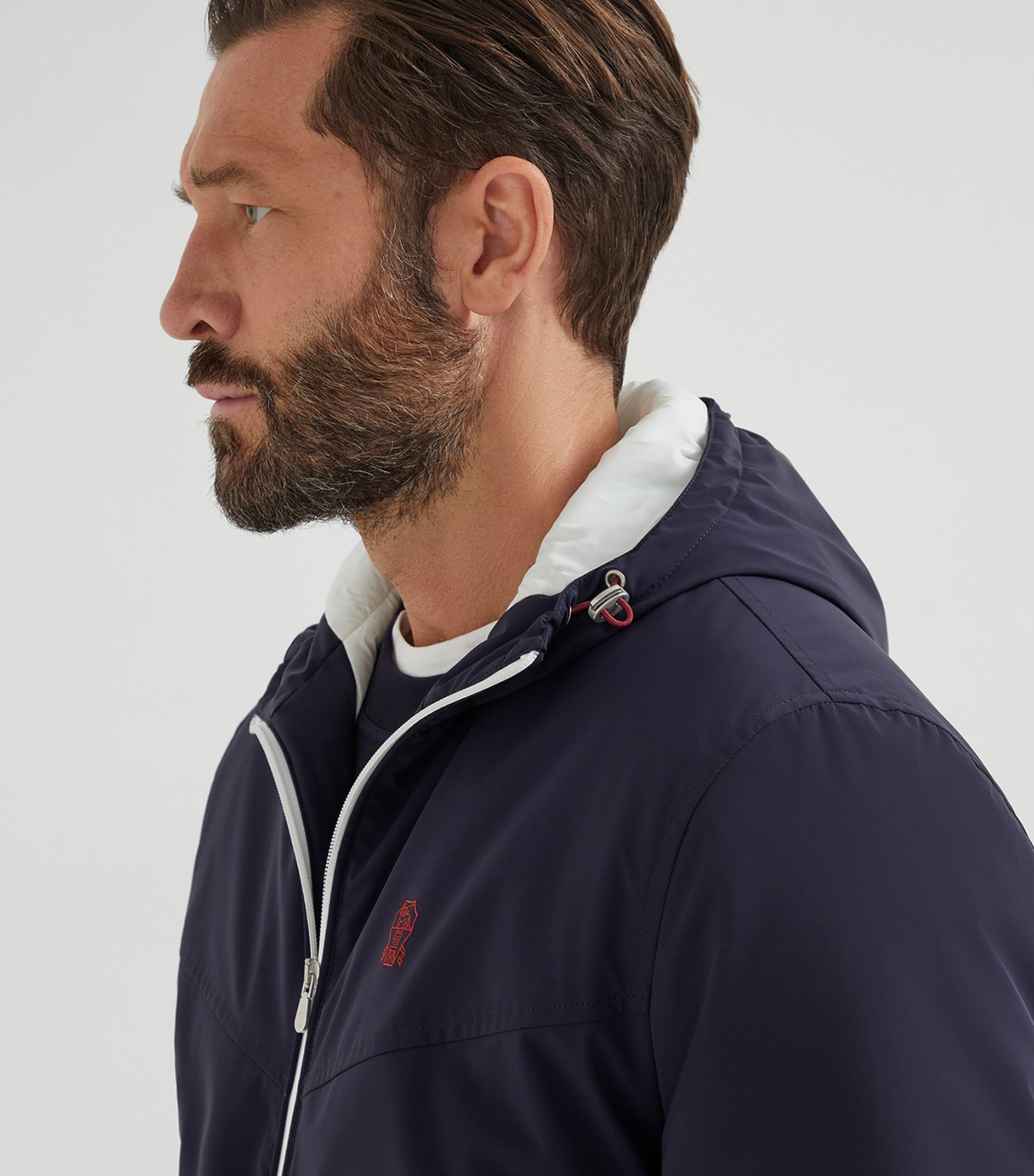 Blue Bonded Taffeta Logo Jacket