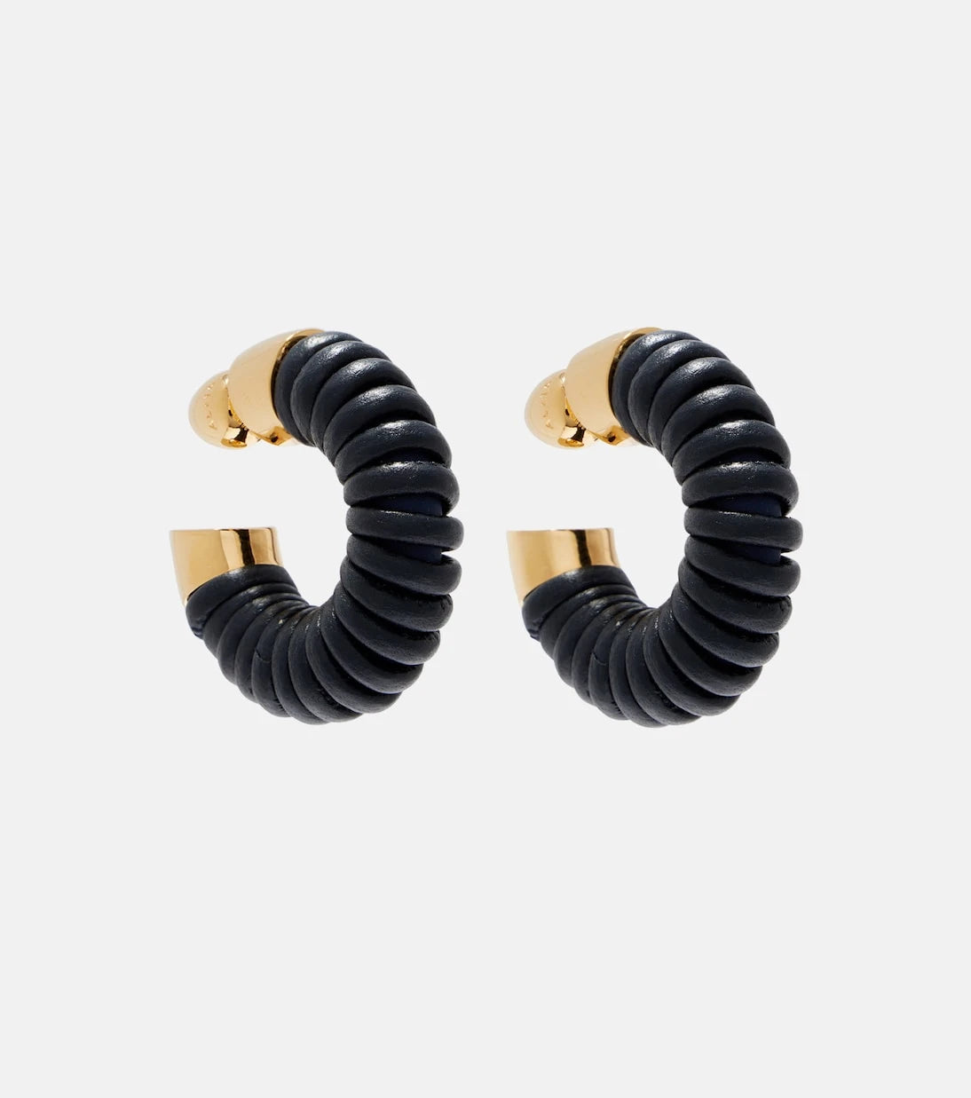 Alaïa - Bobine leather-trimmed hoop earrings