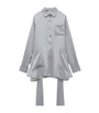 LOEWE Grey EXCLUSIVE Silk Satin Belted Silver Capsule Pyjama Blouse