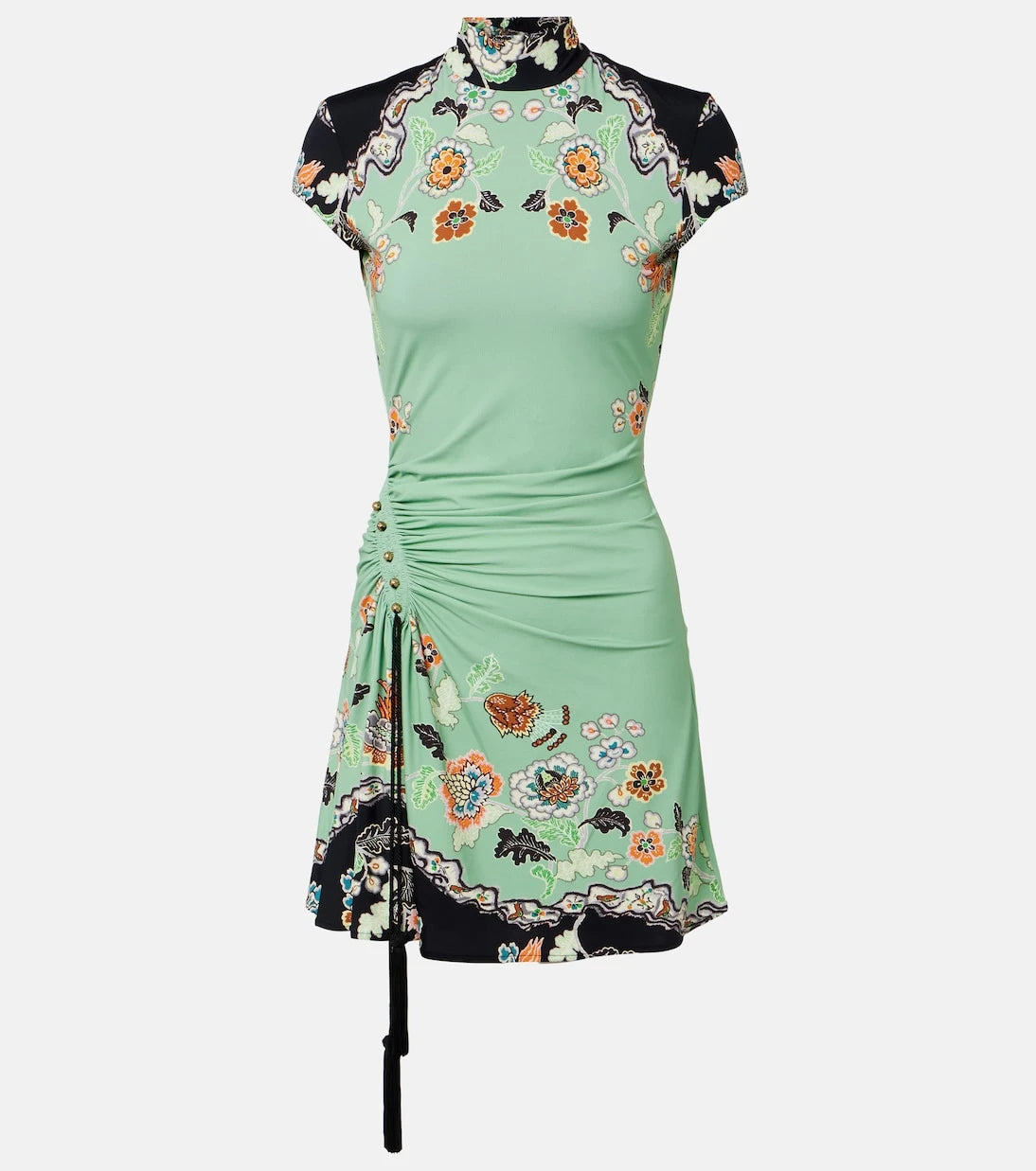 Roberto Cavalli - Floral gathered jersey minidress