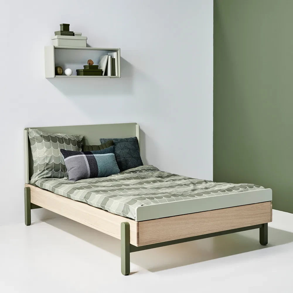 Flexa - Popsicle Oak Bed With Up/Down Bed Head 120x200cm | Blue