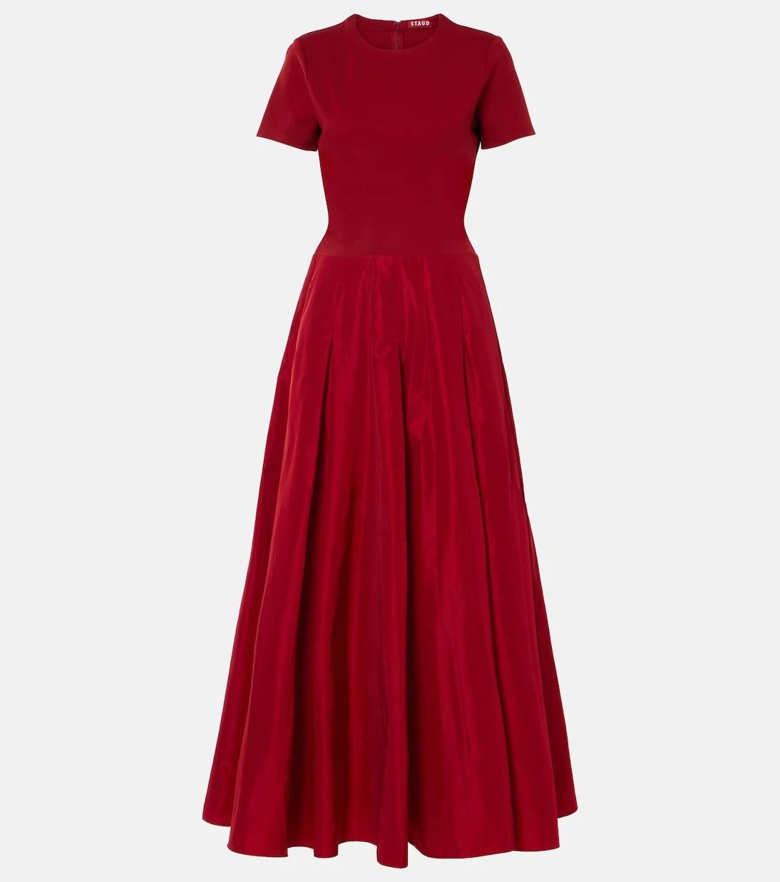 Staud - Pleated ponte and grosgrain maxi dress