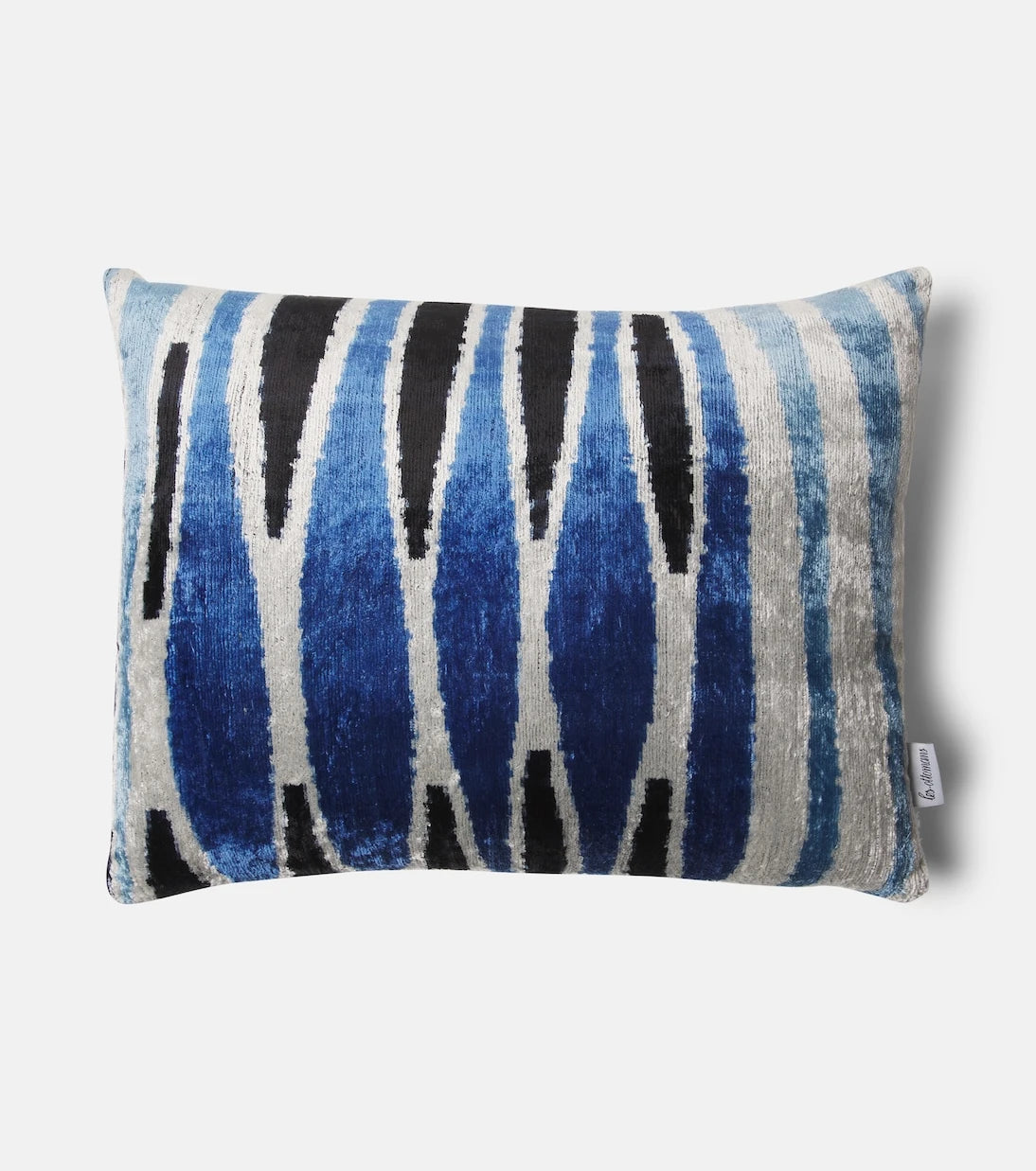 Les-Ottomans - Striped cotton and silk velvet cushion