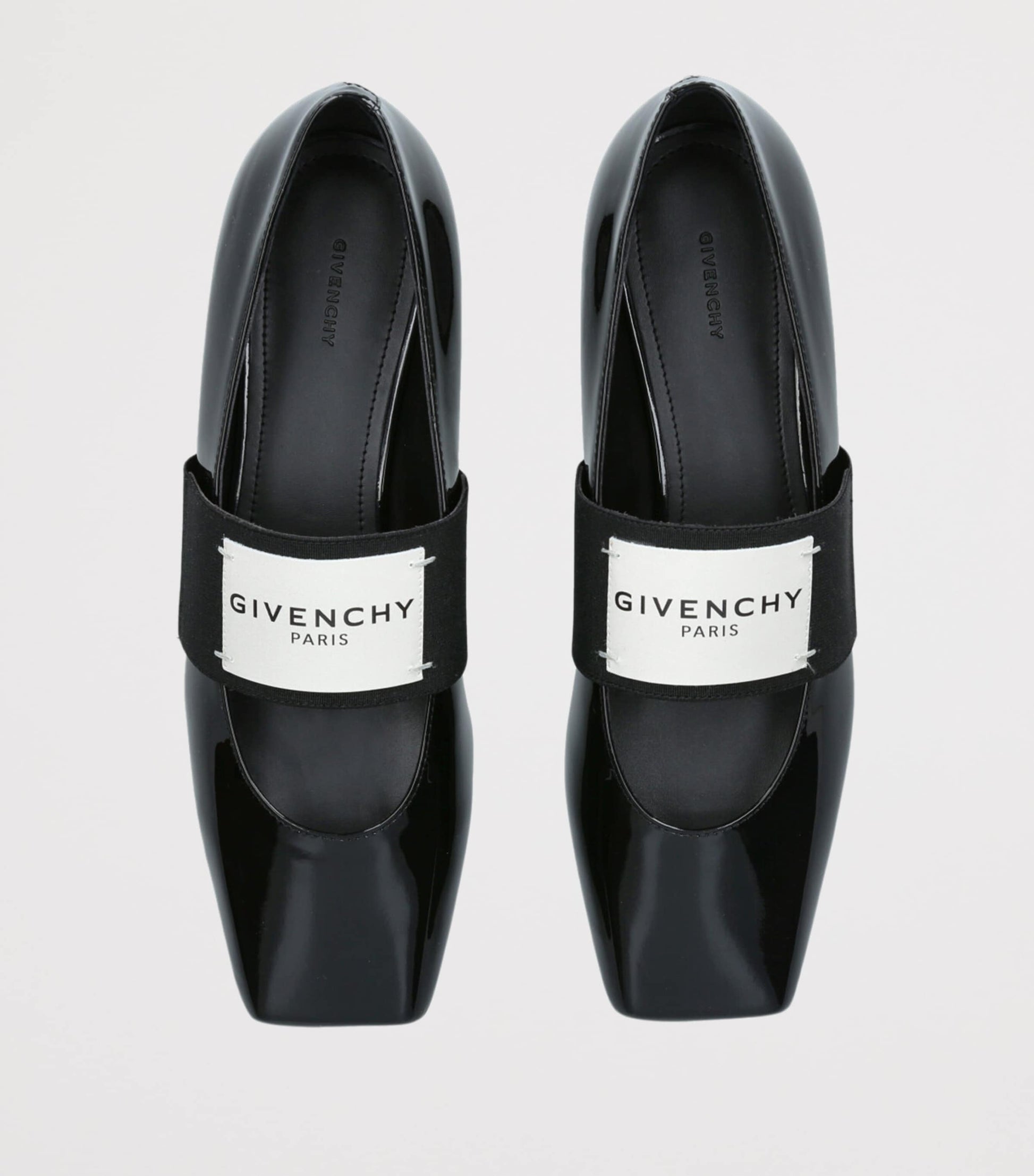 Givenchy Black Leather Squared Toe Ballet Flats