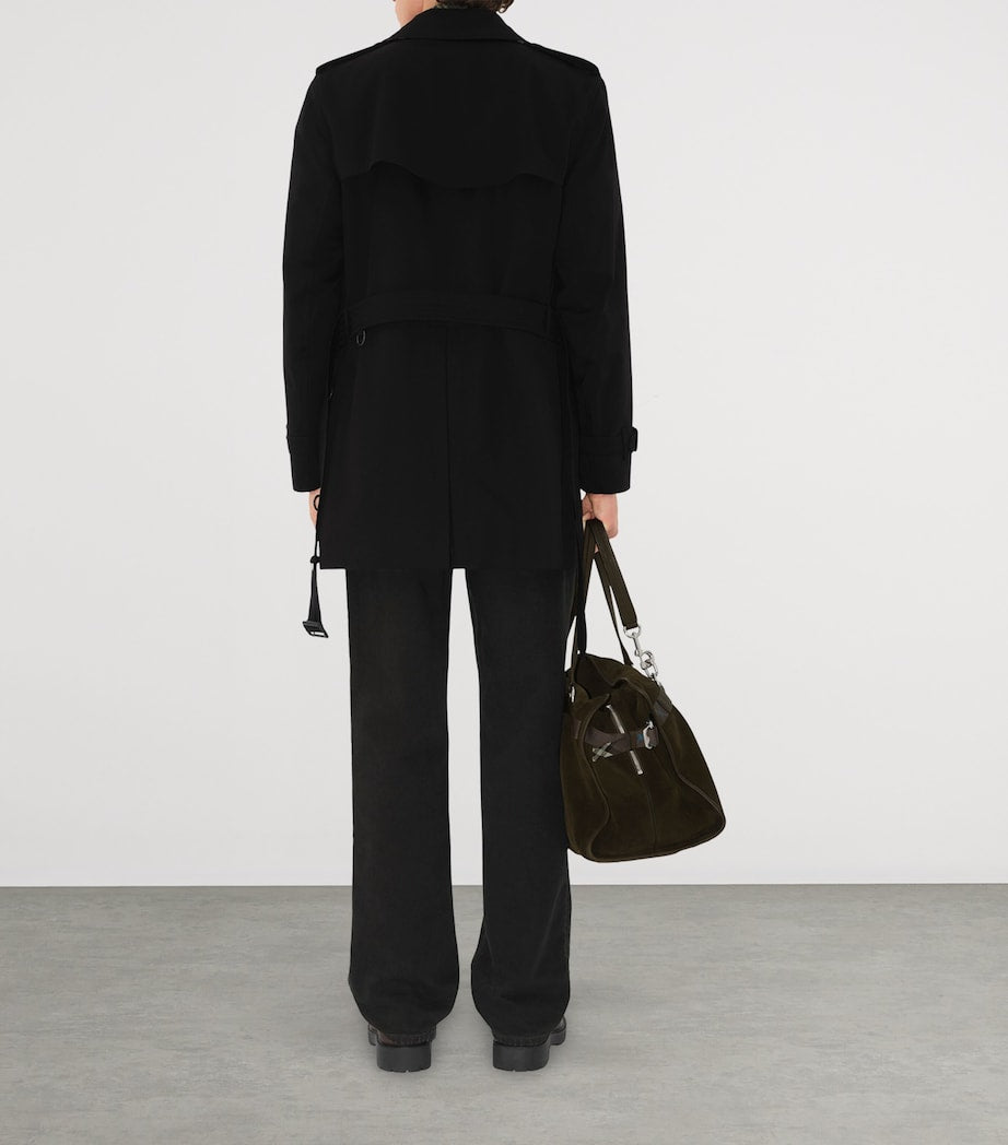 Burberry Black Cotton Kensington Short Trench Coat