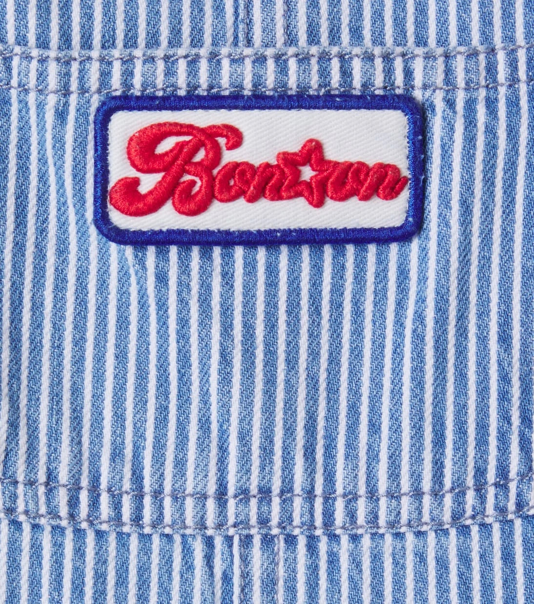 Bonton - أفرول جينز مقلم بدون حمالات