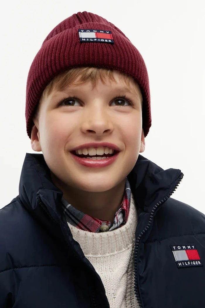 Tommy Hilfiger çocuk pamuk beanie şapka