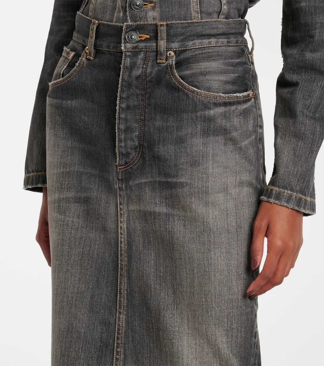 Balenciaga - Lace-up denim pencil skirt