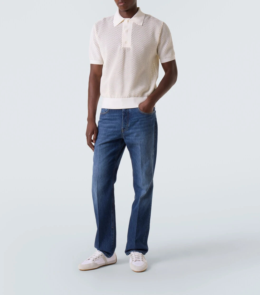 Givenchy - Open-knit cotton-blend polo shirt