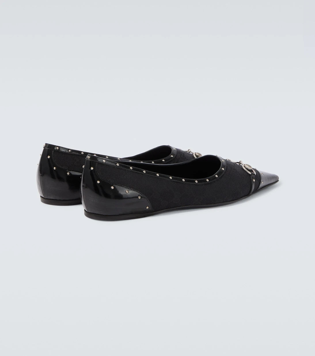 Gucci - Horsebit GG Canvas studded flats