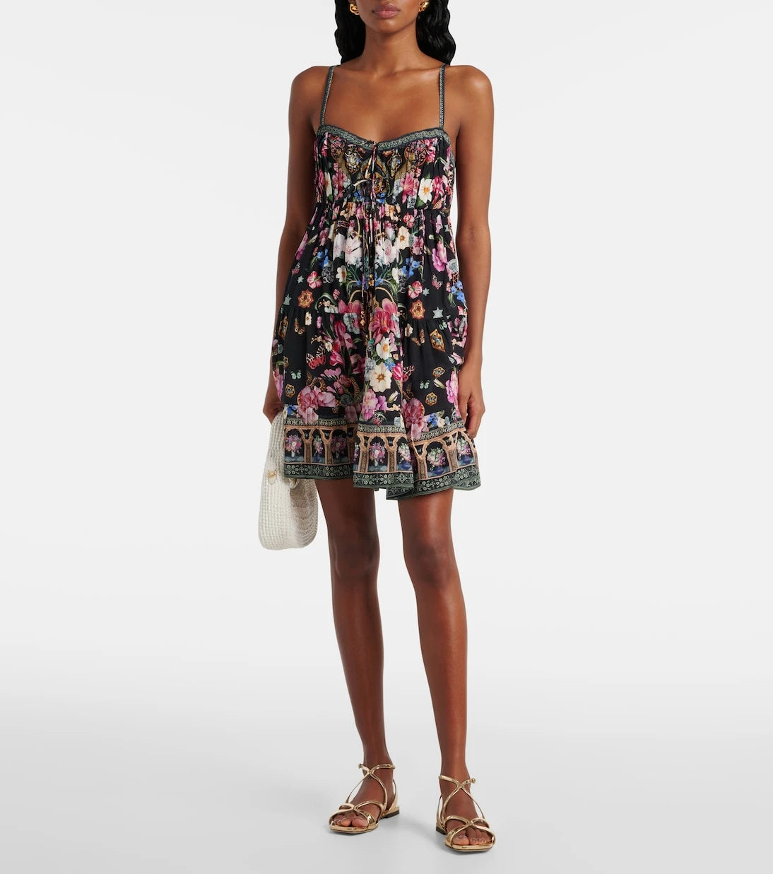 Camilla - Crystal-embellished silk minidress