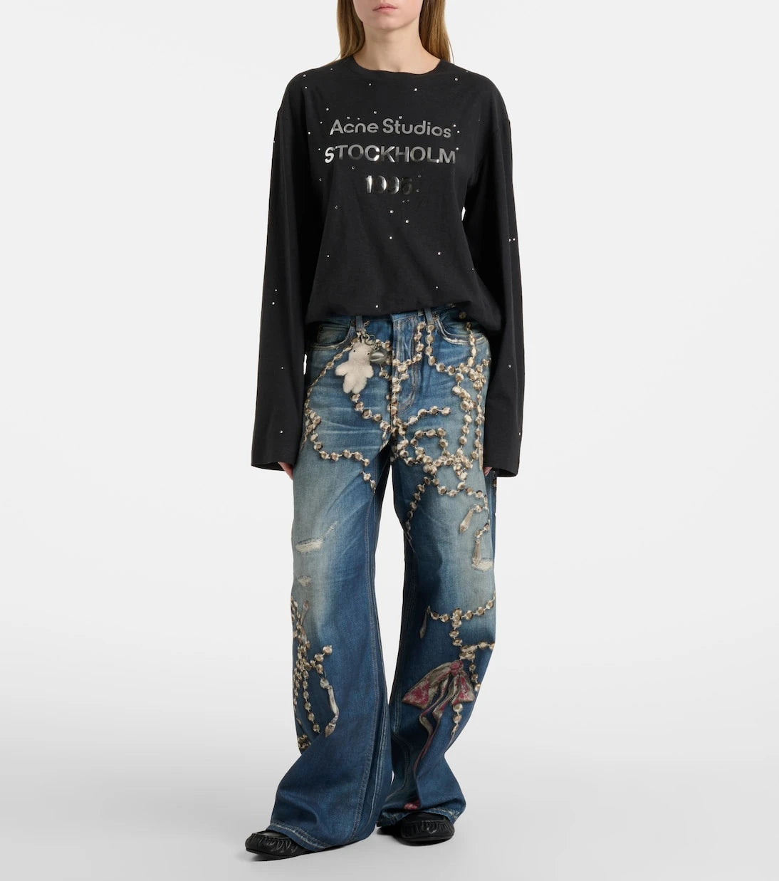 Acne Studios - جينز واسع الساقين بنقشة ترومبي لويل 1981