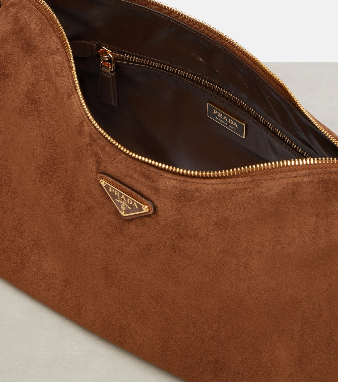 Prada - Prada Aimée Large suede shoulder bag