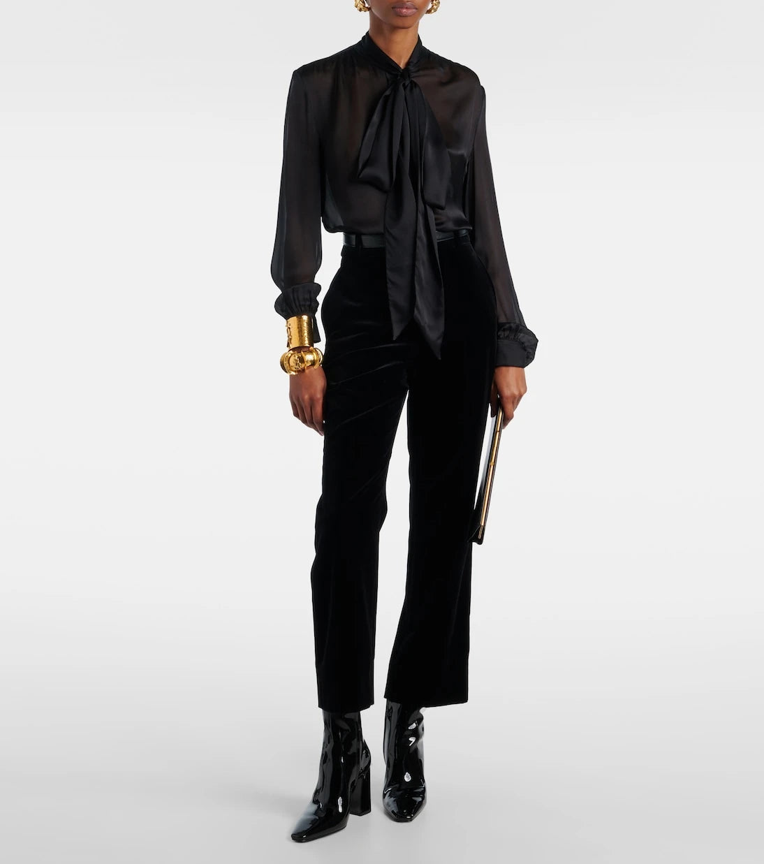 Saint Laurent - Rainer 90 patent leather ankle boots