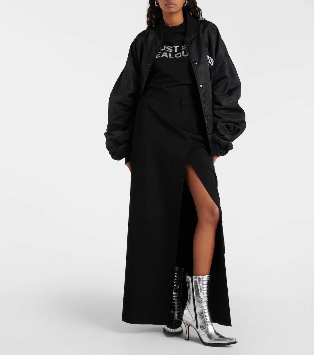 Vetements - جزمة الكاحل من الجلد الميتاليك