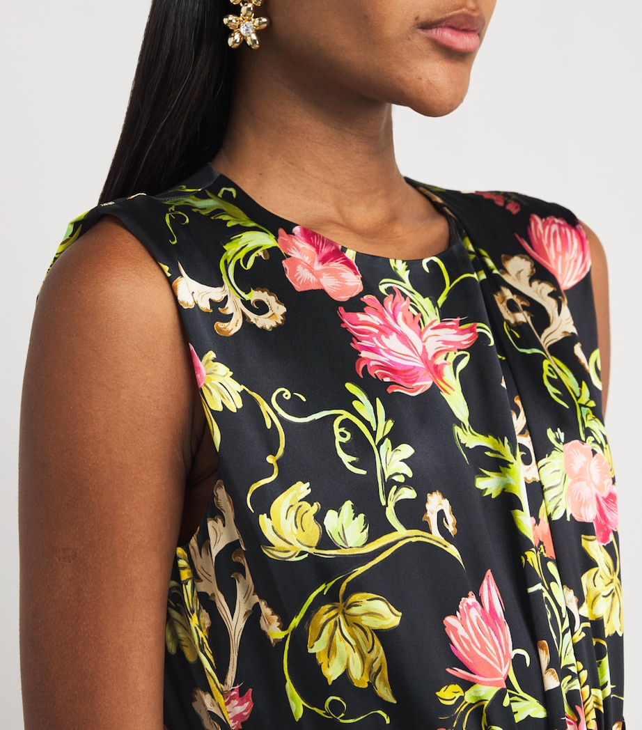 Saloni Multi Silk Pleated Gwen Midi Dress