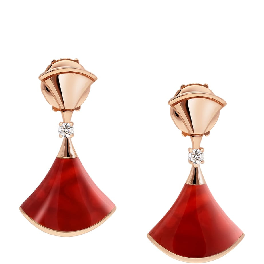 Rose Gold, Diamond and Carnelian Divas' Dream Earrings