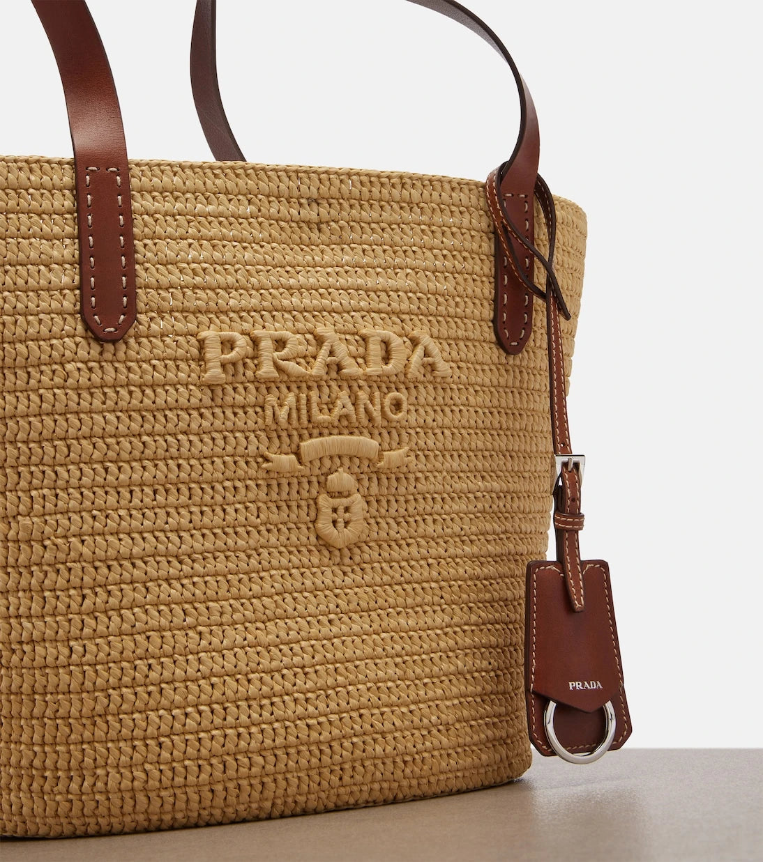 Prada - Medium raffia-effect crochet basket bag