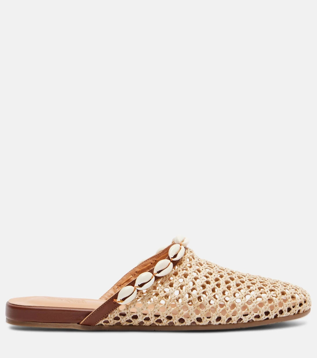 Ancient Greek Sandals - شبشب رافيا مزين بالميول