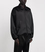 FEAR OF GOD ESSENTIALS Black Bonded Satin Bomber Jacket