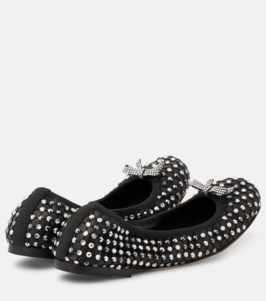 Rene Caovilla - Crystal-embellished leather ballet flats