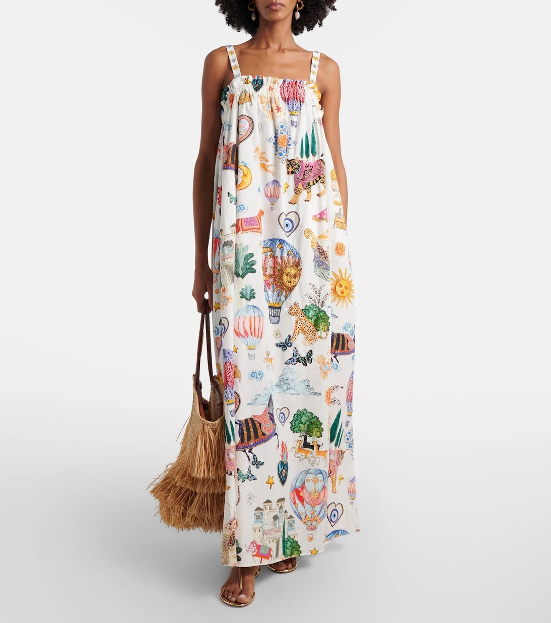 Camilla - Embellished printed cotton maxi dress
