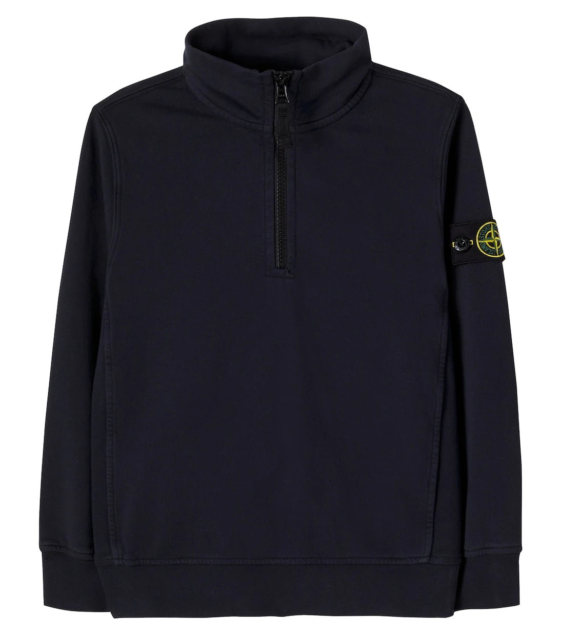 Stone Island Junior - كنزة رياضية نصف بسحاب من القطن والجرسي بطبعة البوصلة
