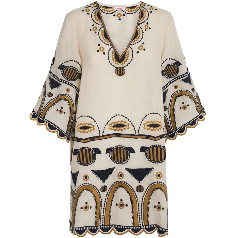 Eres Nude Linen Medallion Kaftan